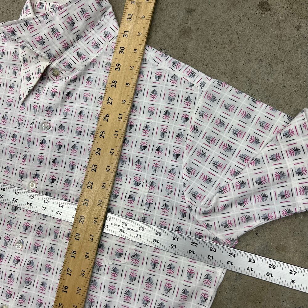 True Vintage MCM Fleetline PermaPress Dagger Collar Leaf Pattern Button Up Shirt - Picture 7 of 9